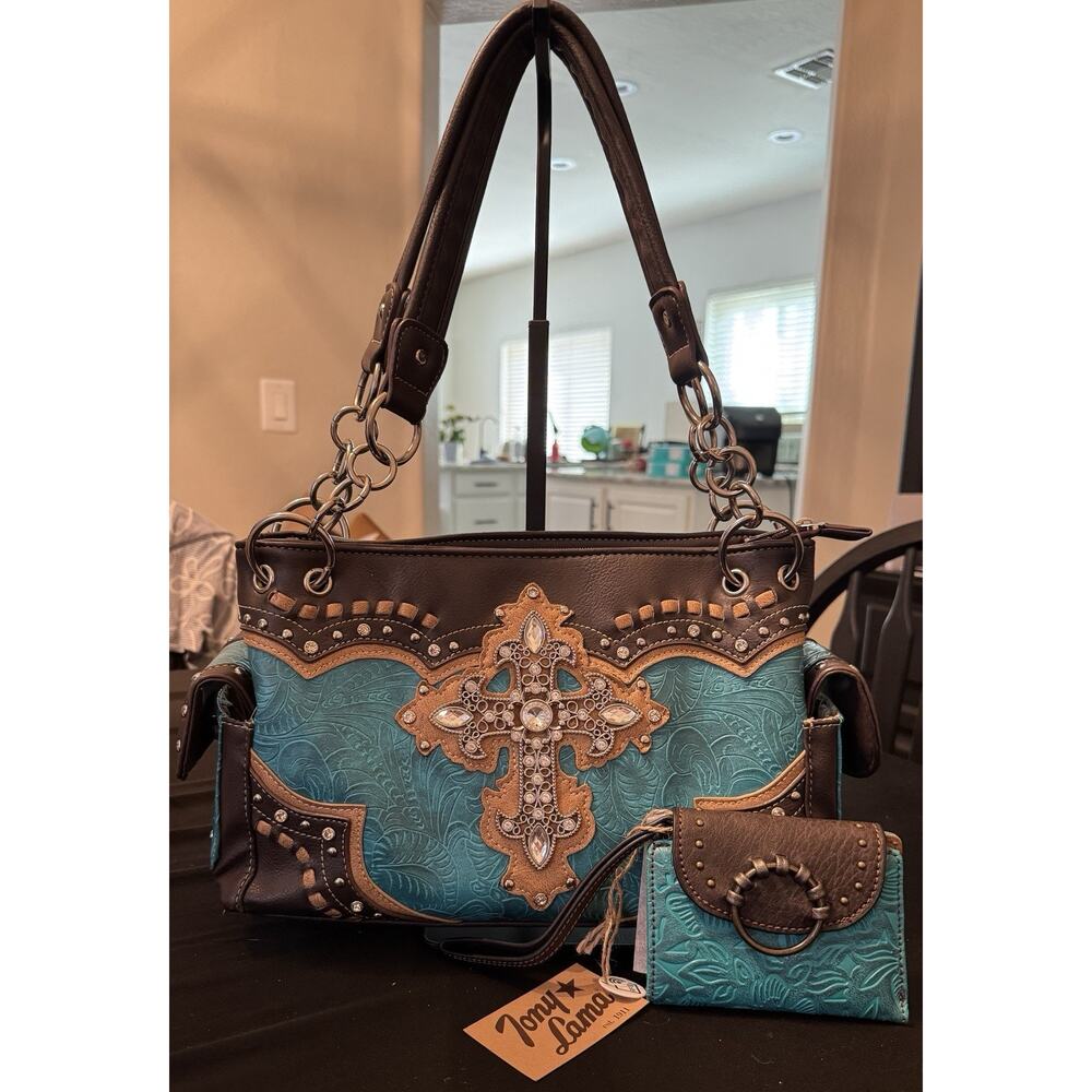 Beautiful New Western Purse And Wallet Set - Picture 2 of 16